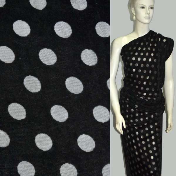 Оксамит чорний з шифоновими колами ш.110