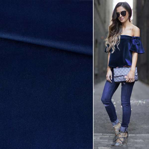 Велюр костюмний синій сапфіровий ш.150