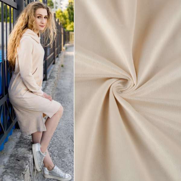 Велюр не стрейч молочний,  ш.140