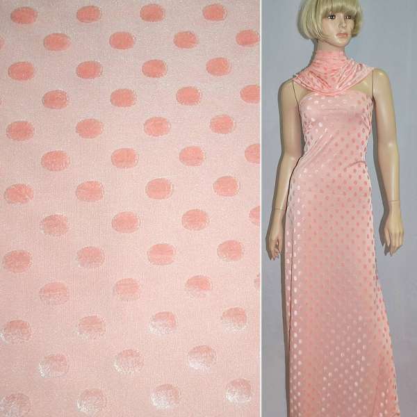 Оксамит монетки на трикотажі персиковий ш.165