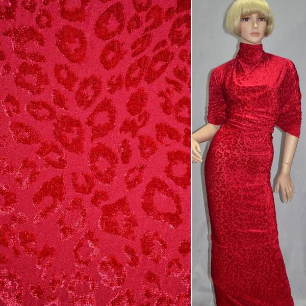 Оксамит краплі на трикотажі червоний ш.160