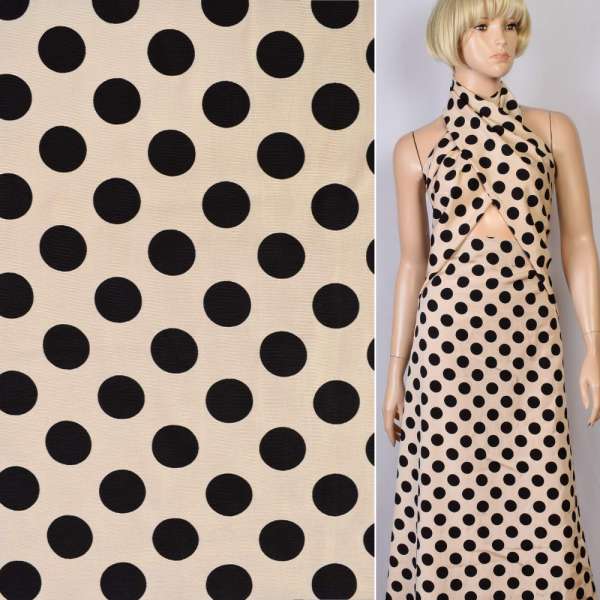 Репс віскозний бежевий в чорні кола, ш.155