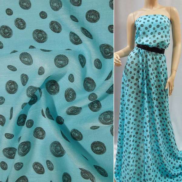 Віскоза жата блакитна з сірими колами ш.150