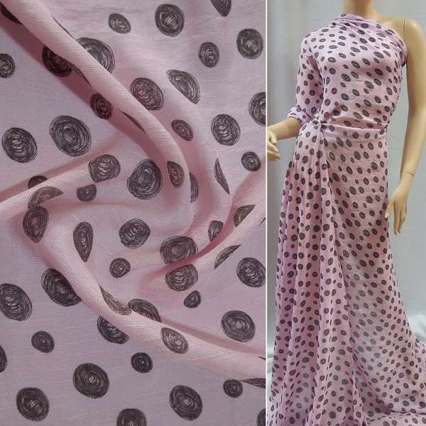 Віскоза жата рожева з сірими колами ш.150