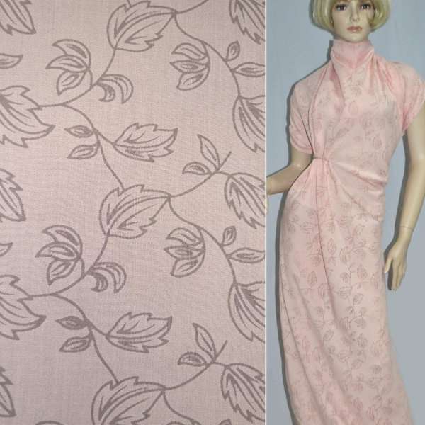 Вискоза деворе розово-персиковая в цветы