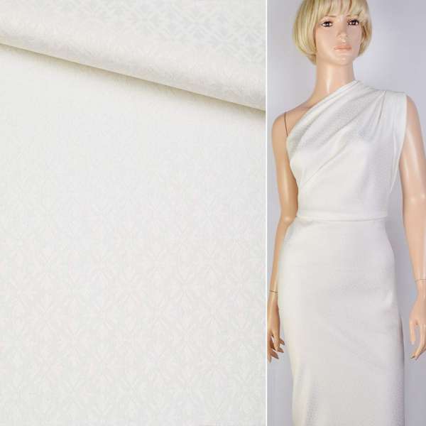 Жаккард стрейч молочний в невеликі квітки ш.155