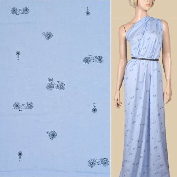 Віскоза блакитна, сині велосипеди, ш.145