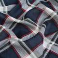 Віскоза синя в біло-зелену діагональну клітину, ш.140
