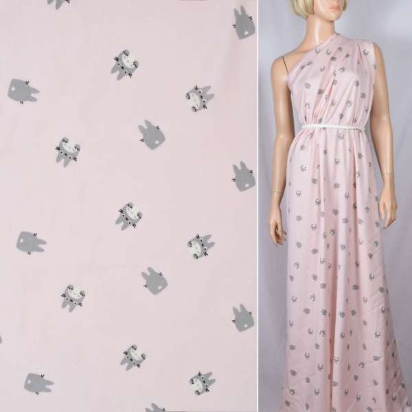 Віскоза рожева, сірий Тоторо, ш.140