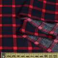 Віскоза синя темна в червону клітинку, ш.140