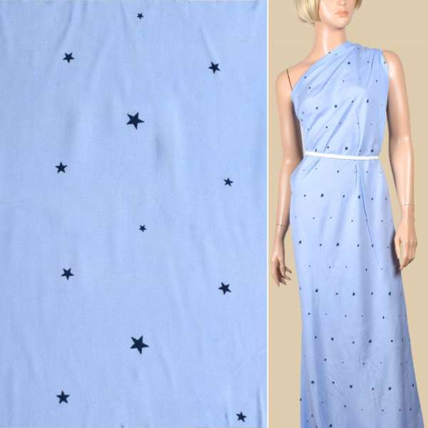 Віскоза блакитна, сині зірочки, ш.145