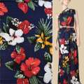 Віскоза * синя в червоні, білі, жовті квіти, ш.150