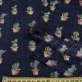 Віскоза синя, кактуси, ш.140