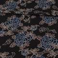 Віскоза чорна, коричнево-сині квіти, світлий контур, ш.147