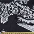 Віскоза чорна, білий орнамент, 2ст.купон, ш.140