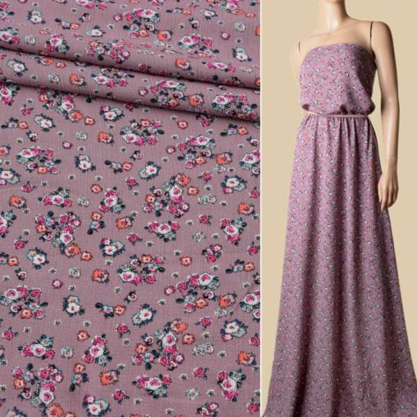 Вискоза жатая фрезовая в мелкие цветы, ш.135