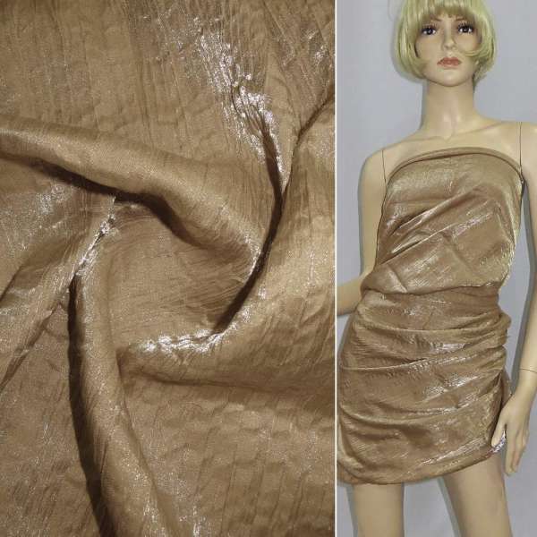 Вискоза с органзой жатая бежевая, ш.130