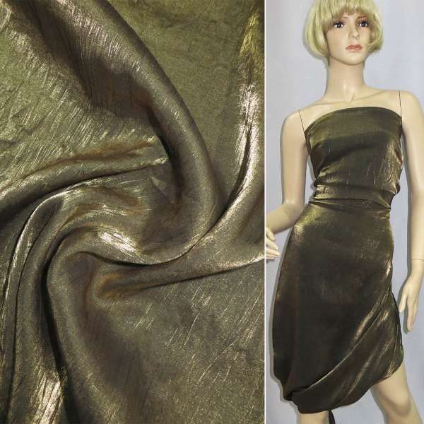 Вискоза с органзой жатая коричнево-золотистая, ш.140