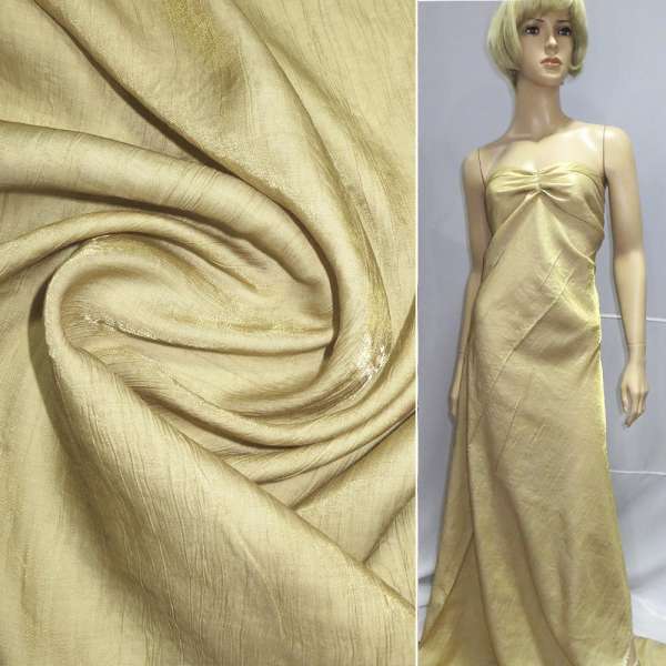 Вискоза с органзой жатая золотистая светлая, ш.140