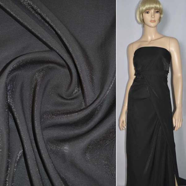 Віскоза з органзой костюмна діагональ чорна, ш.150