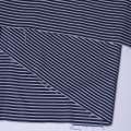Віскоза синяя темна в тонку чорно-білу смужку, ш.150