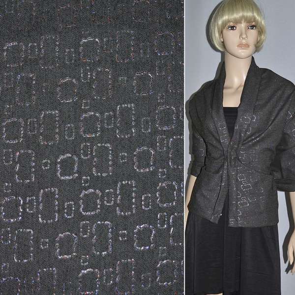 Джинс стрейч чорний штамп овали з блискітками ш.154