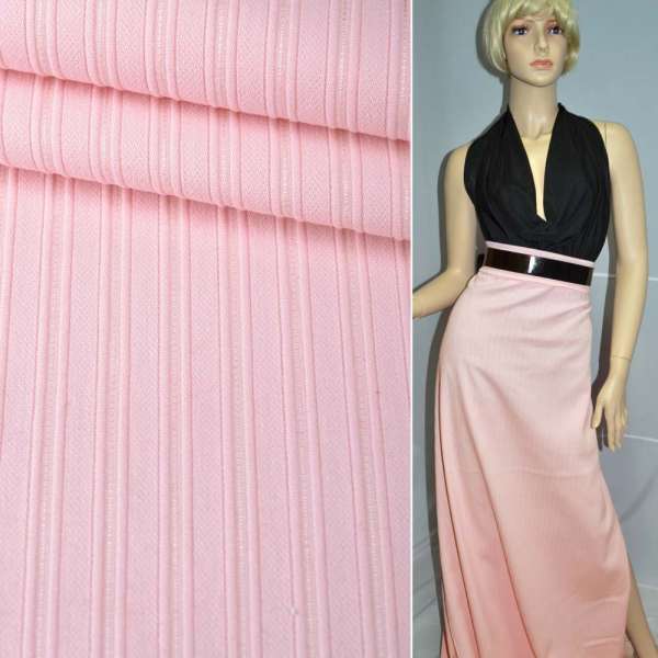 Котон стрейч рожевий блідий в смужку ш.148