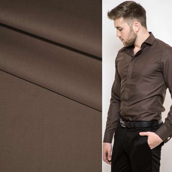 Коттон стрейч коричневый светлый ш.135