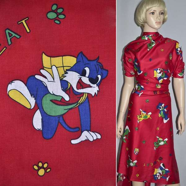 Котон червоний з дитячим принтом ш.158