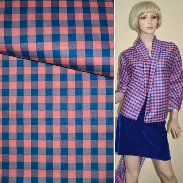 Котон в рожево-синю клітину ш.160