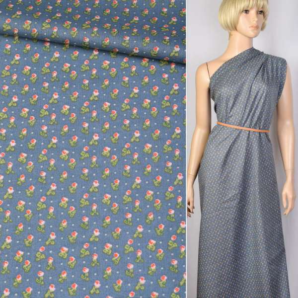 Котон блакитний в червоно-зелений квітка ш.138