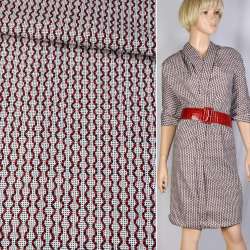 Коттон серо-белые точки в бордовые волны ш.145