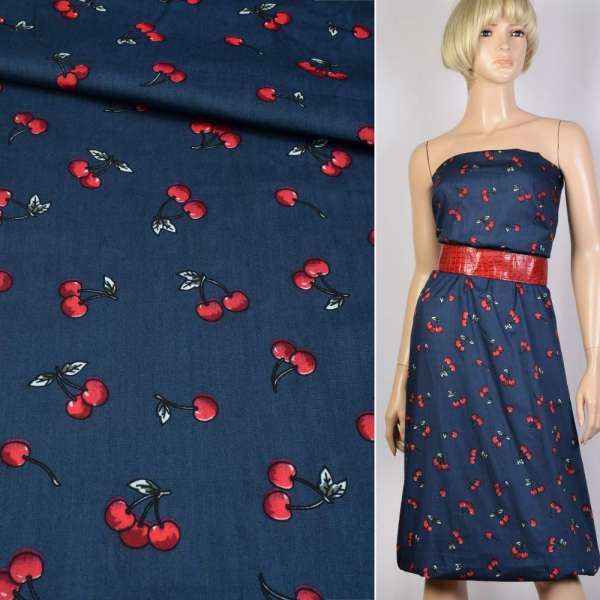 Котон синій в червоні вишні ш.147