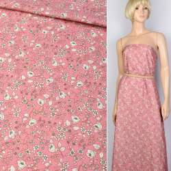 Коттон розовый в бело-зеленый цветок ш.145