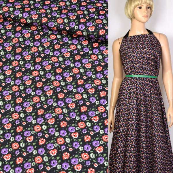 Котон чорний в червоно-фіолетовий квітка ш.145