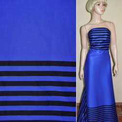 Коттон светло-синий,двухсторонний купон черная полоска ш.145