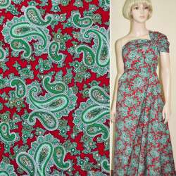 Коттон красный с зелеными огурцами ш.146