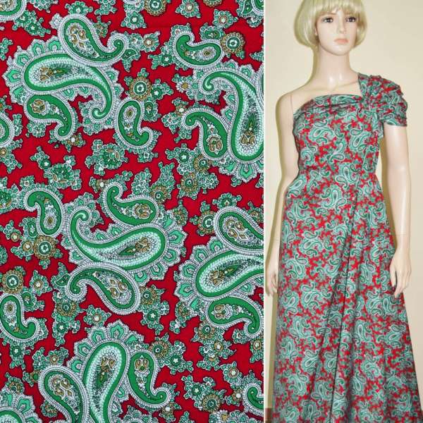 Котон червоний з зеленими огірками ш.146