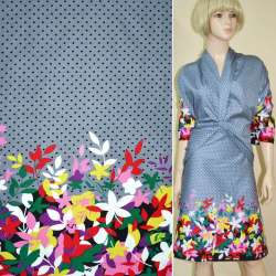 Коттон серый в черный горох,двухсторонний купон ш.145