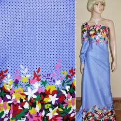 Коттон голубой в черный горох,двухсторонний купон ш.145