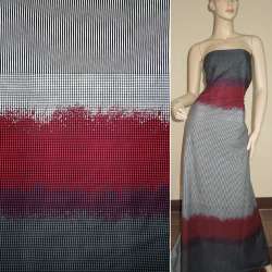 Коттон черно-белый, двухсторонний купон мелкая клетка ш.145