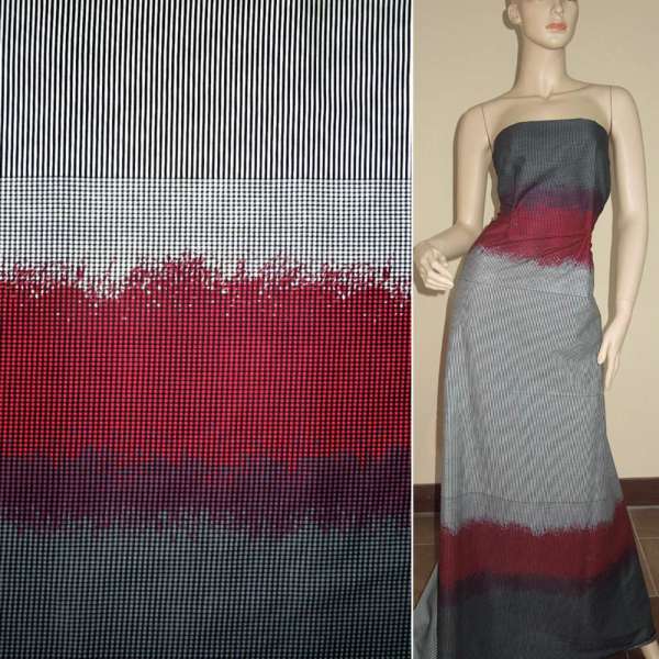 Коттон черно-белый, двухсторонний купон мелкая клетка ш.145