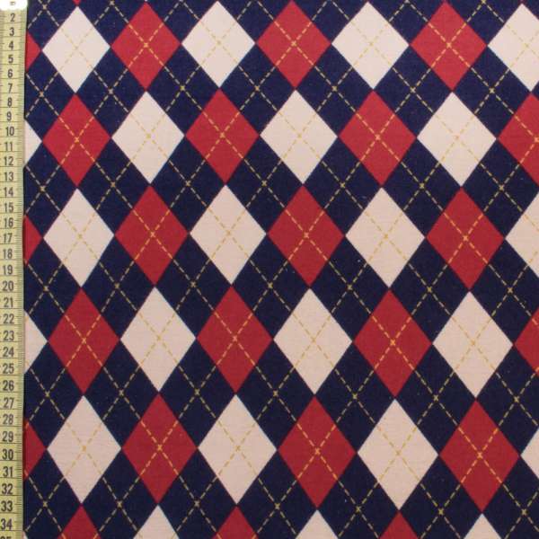 Котон з ворсом червоно-біло-сині ромби, ш.150