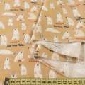 Котон з ворсом бежевий, білі ведмеді, ш.150
