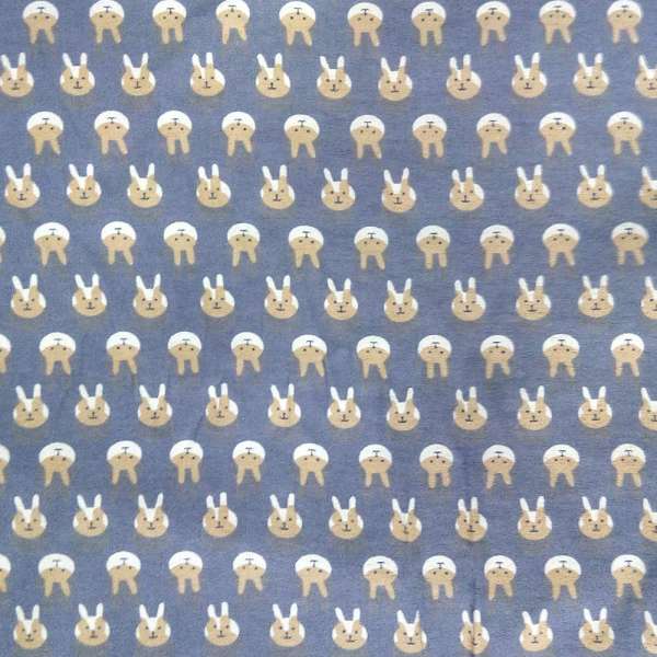 Котон з ворсом бузково-сірий, біло-бежеві зайчики, ш.150