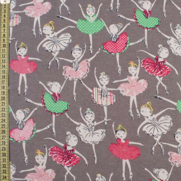 Котон з ворсом сірий, різнокольорові балерини, ш.145