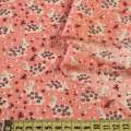 Котон з ворсом кораловий, зайчики в квіточку, ш.140