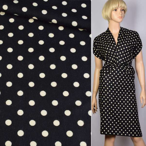 Котон з ворсом чорний в білий горох ш.140