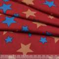 Котон з ворсом бордовий в сині і бежеві зірки ш.140