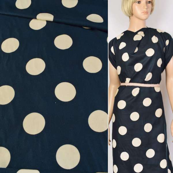 Котон з ворсом синій в бежеві кола ш.142